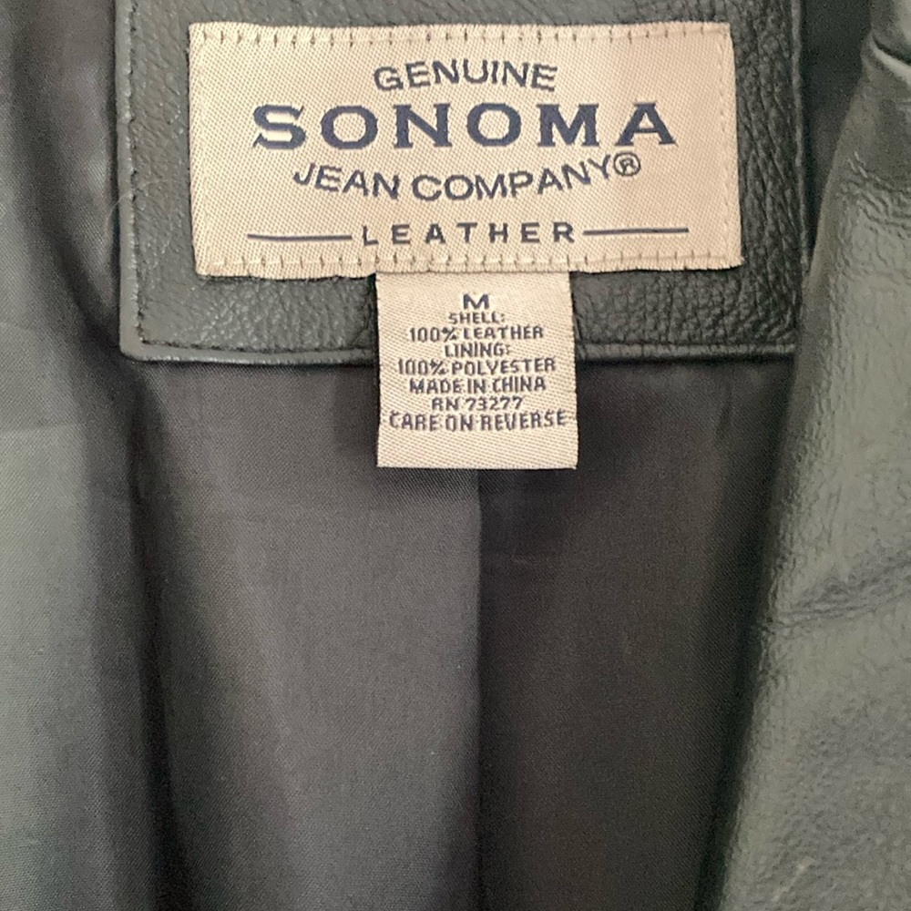 Sonoma Black Leather Jacket Classic Mid-Length - Picture 2 of 5